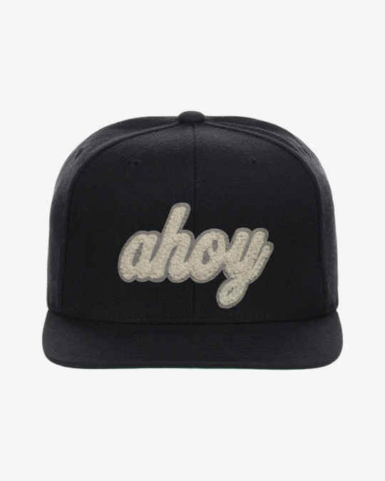 Chenille Ahoy Flat Bill - Black