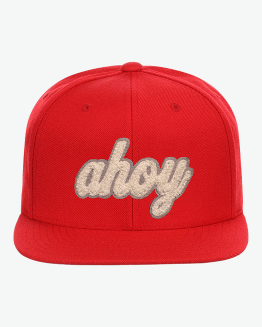 Chenille Ahoy Flat Bill - Red