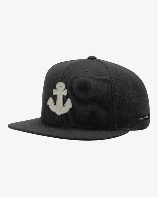 Chenille Anchor Flat Bill - Black