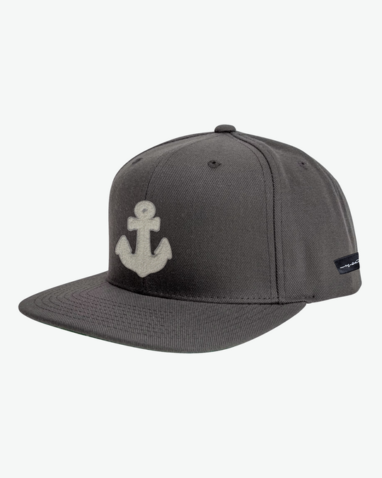 Chenille Anchor Flat Bill - Grey