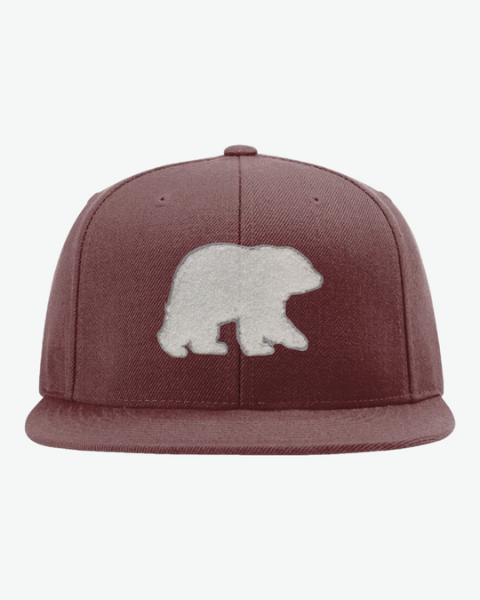 Chenille Bear Flat Bill - Maroon