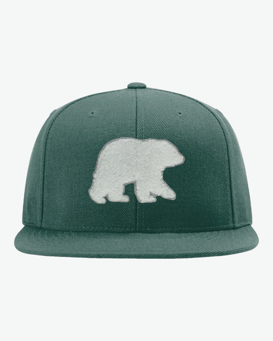 Chenille Bear Flat Bill - Spruce