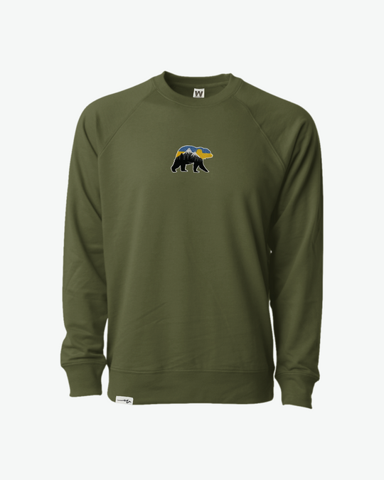 Light Bear At The Mountains Crew - Olive
