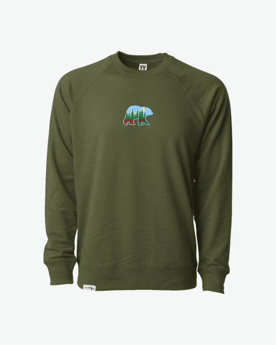 Light Bear At The Woods Crew - Olive