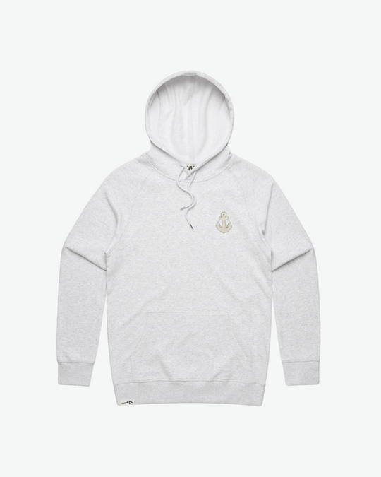 Chenille Mid Hoodie Anchor - White Marle