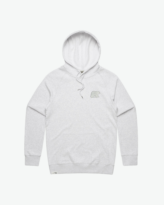 Chenille Mid Hoodie Bear - White Marle